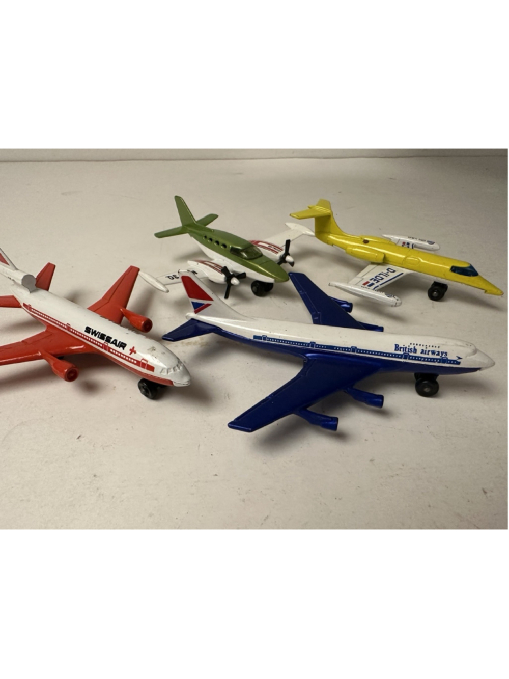 Vintage Matchbox Majorette Diecast Planes British Airways Swissair Lot of 4